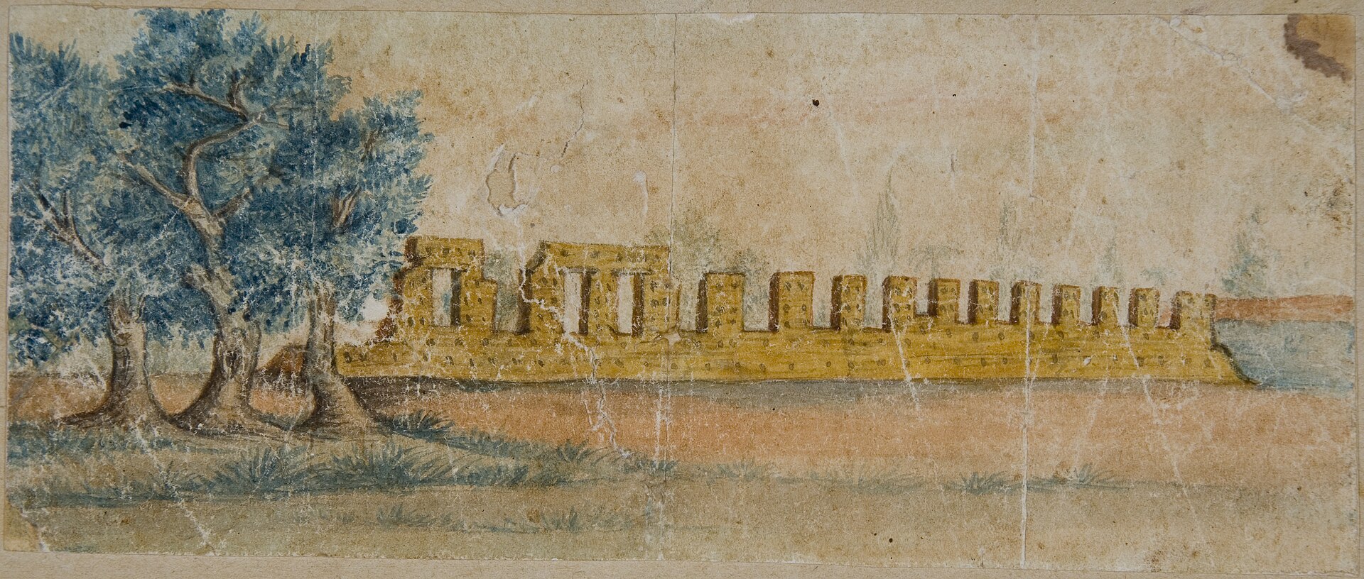 Imagem de referência de Ruínas de Santo André da Borda do Campo, descrito nos dados abertos como aquarela de Miguelzinho Dutra, no acervo do Museu Republicano Convenção de Itu, sob o identificador MR659