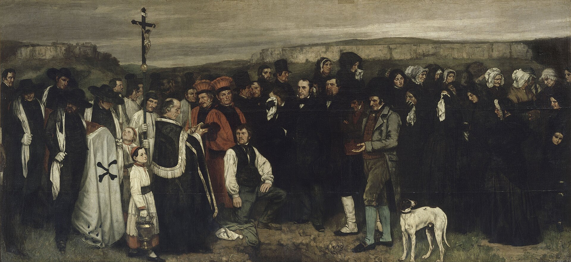 Imagem de referência de Um enterro à Ornans, descrito nos dados abertos como pintura de Gustave Courbet entre 1849 e 1850