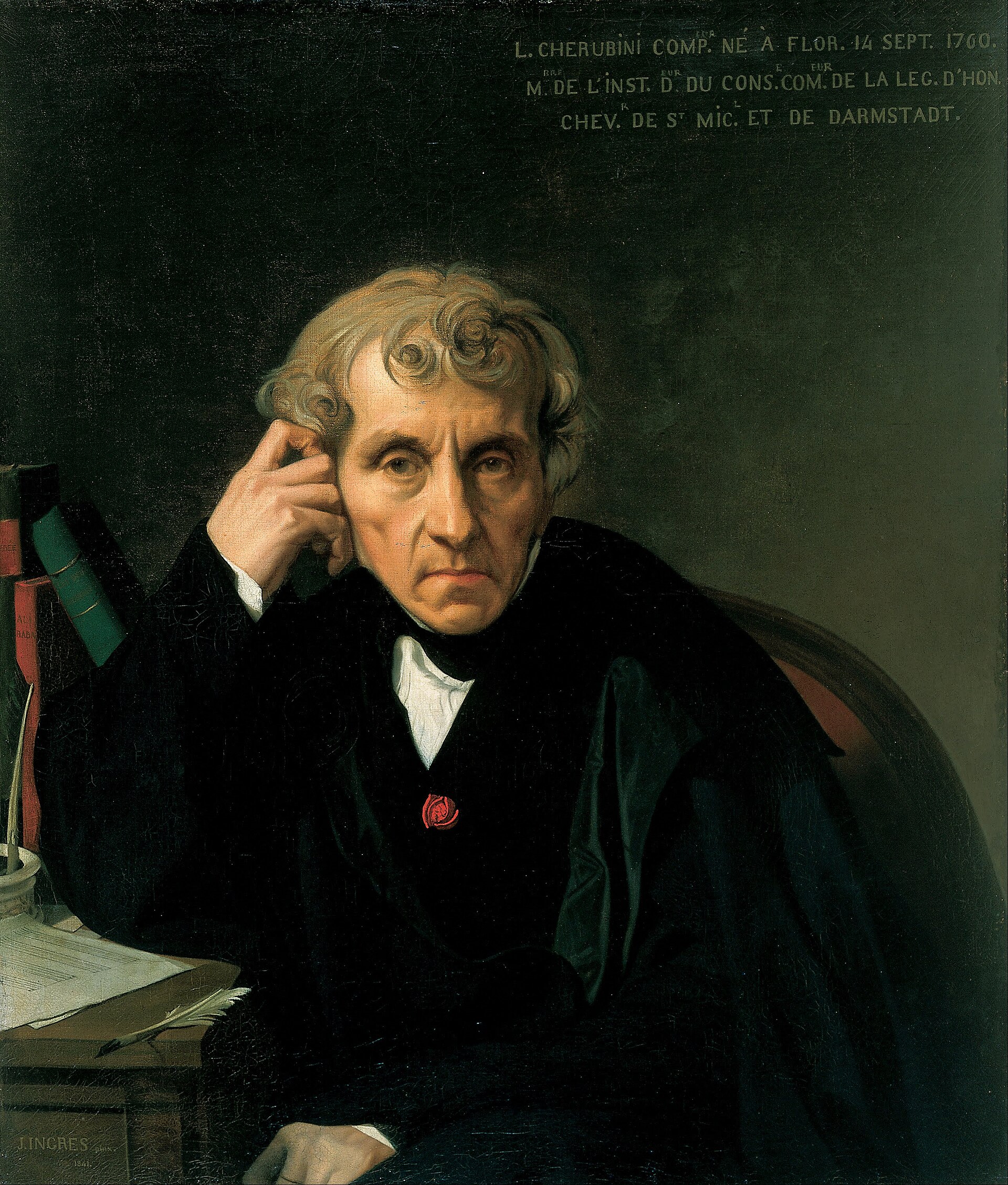 Imagem de referência de Retrato de Luigi Cherubini, descrito nos dados abertos como pintura de Jean-Auguste Dominique Ingres