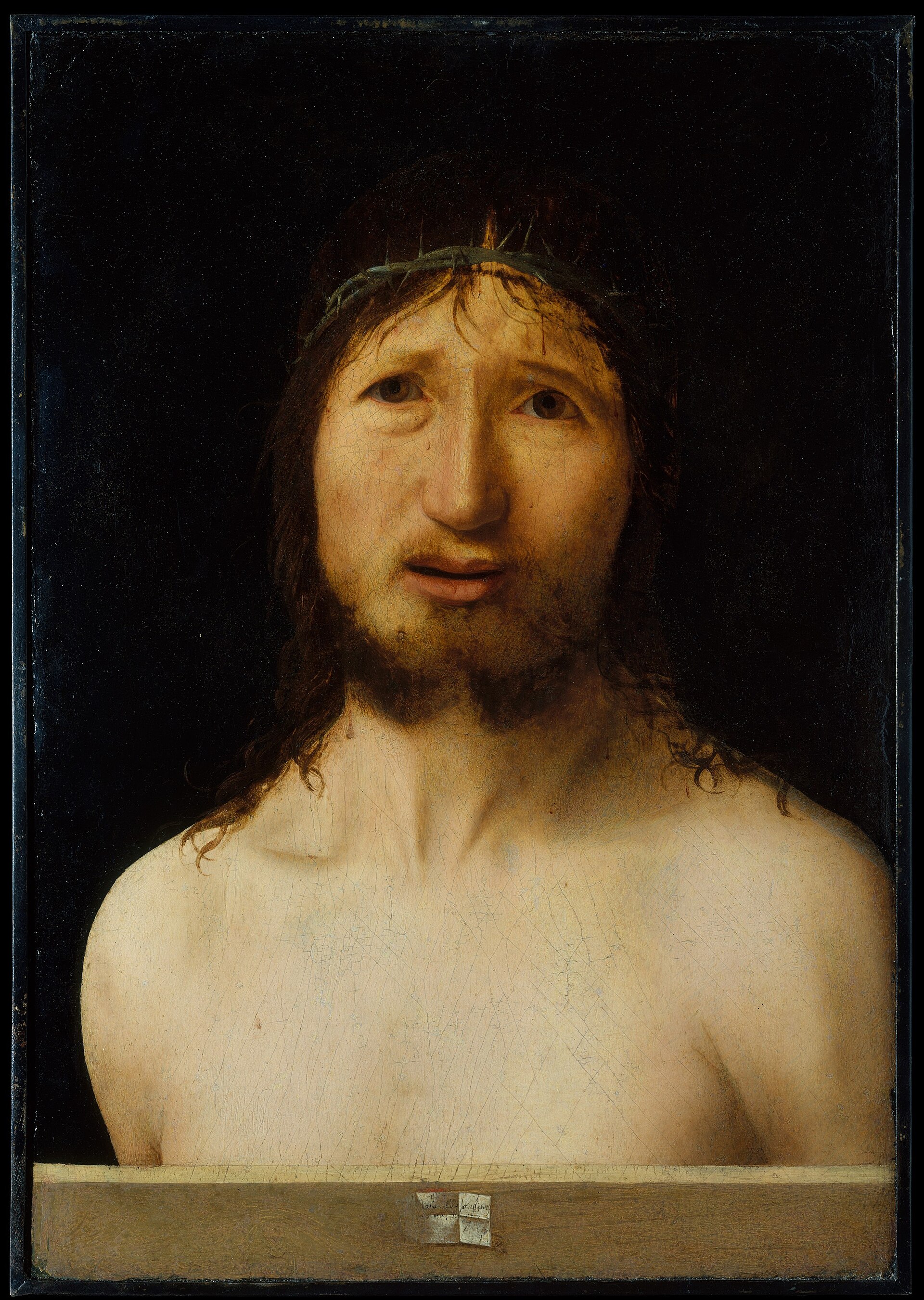Imagem de referência de Coroação de Cristo com espinhos, descrito nos dados abertos como pintura de Antonello da Messina