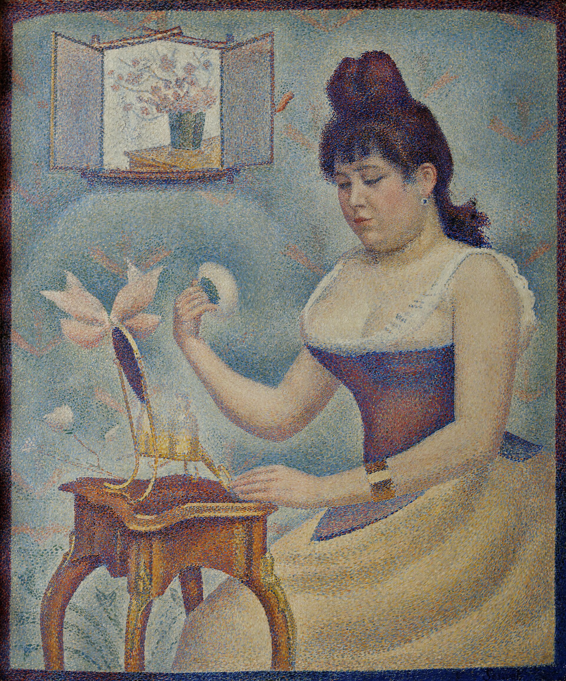 Imagem de referência de Jovem Maquiando-se, descrito nos dados abertos como pintura de Georges Seurat