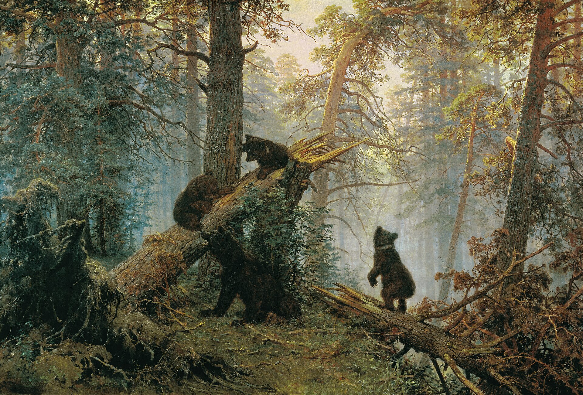 Imagem de referência de Manhã num Pinhal, descrito nos dados abertos como pintura de Konstantin Savitsky