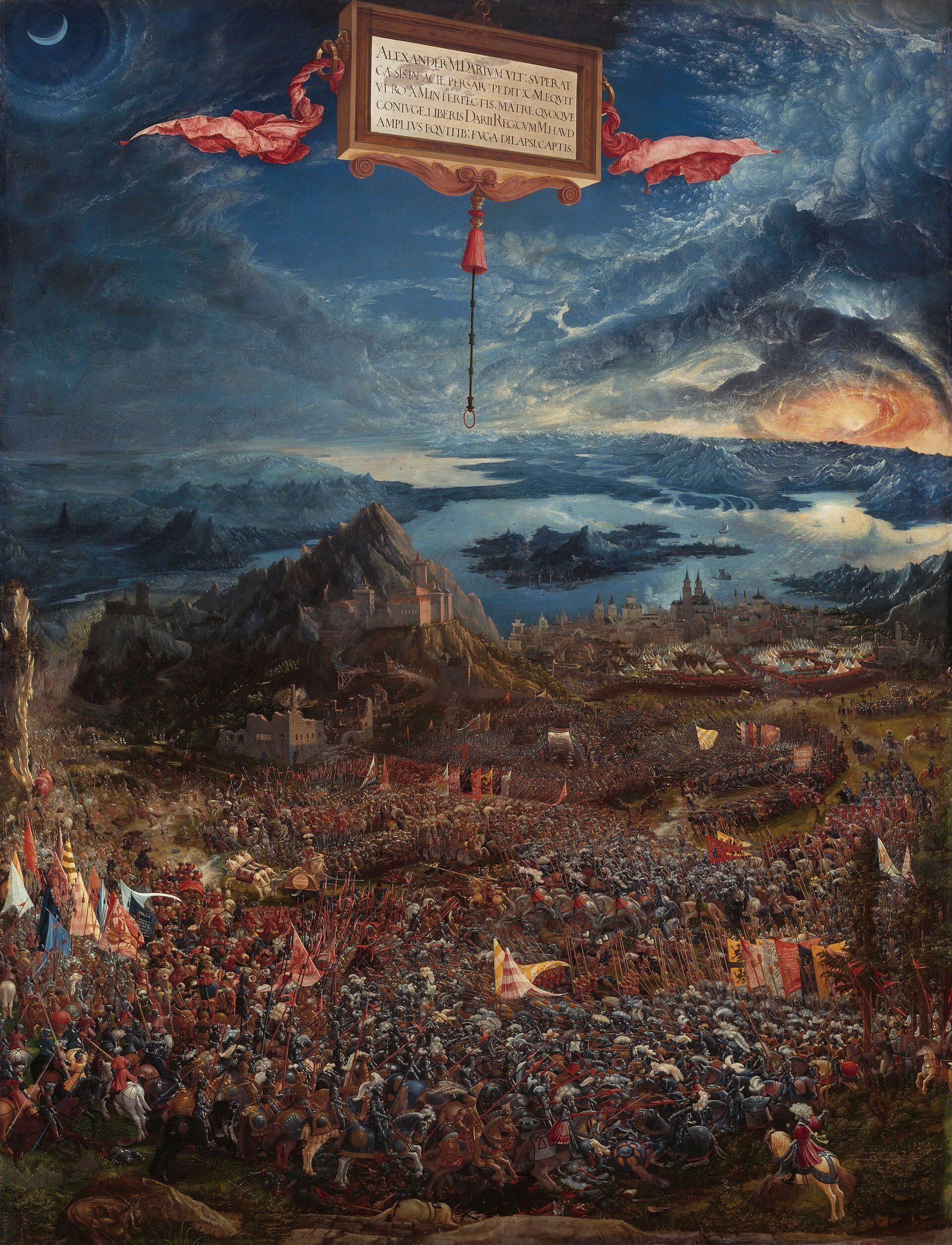 Imagem de referência de A Batalha de Alexandre em Isso, descrito nos dados abertos como pintura de Albrecht Altdorfer