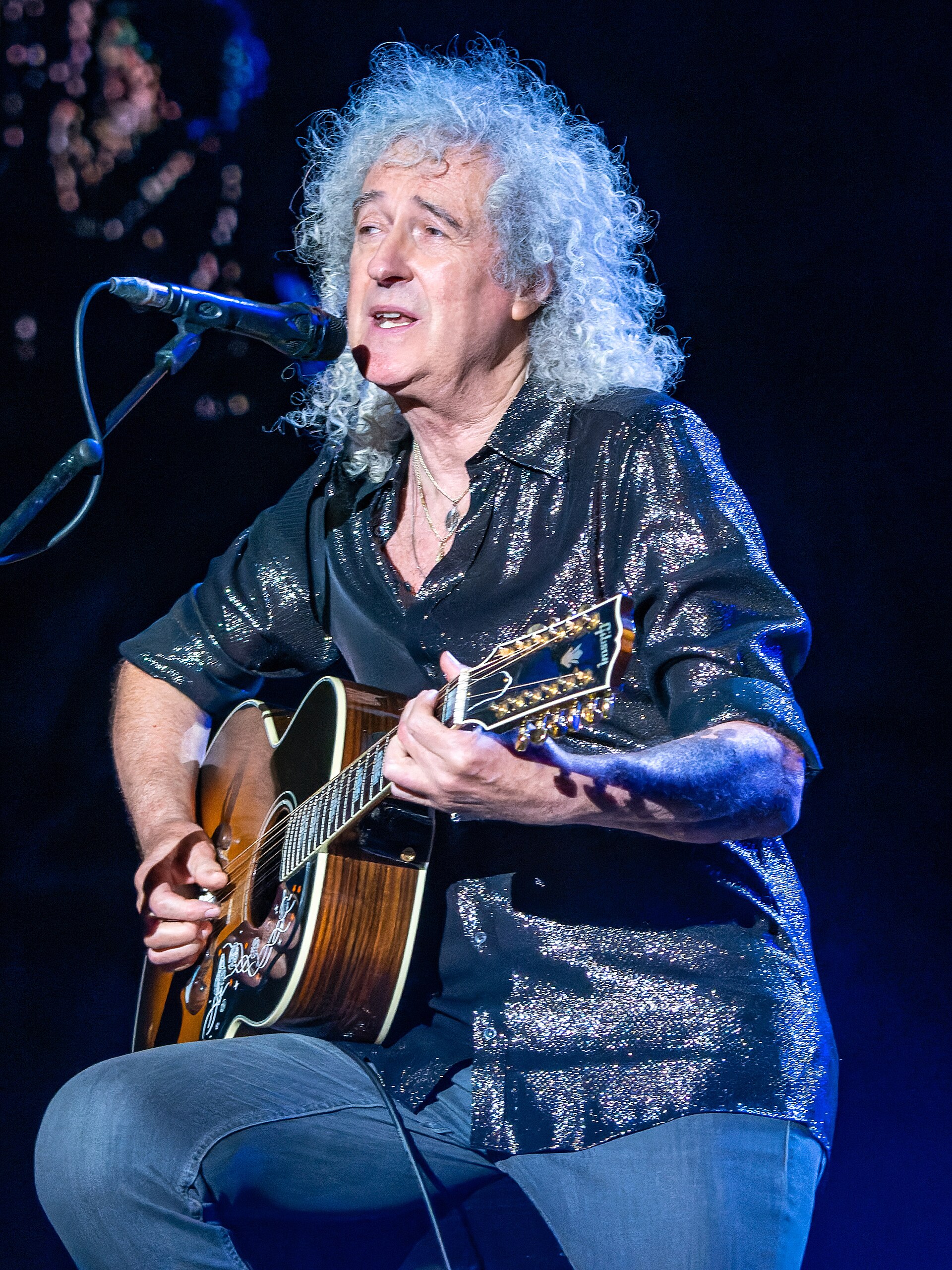 Imagem de referência relacionada a Brian May, item descrito como músico e astrofísico britânico