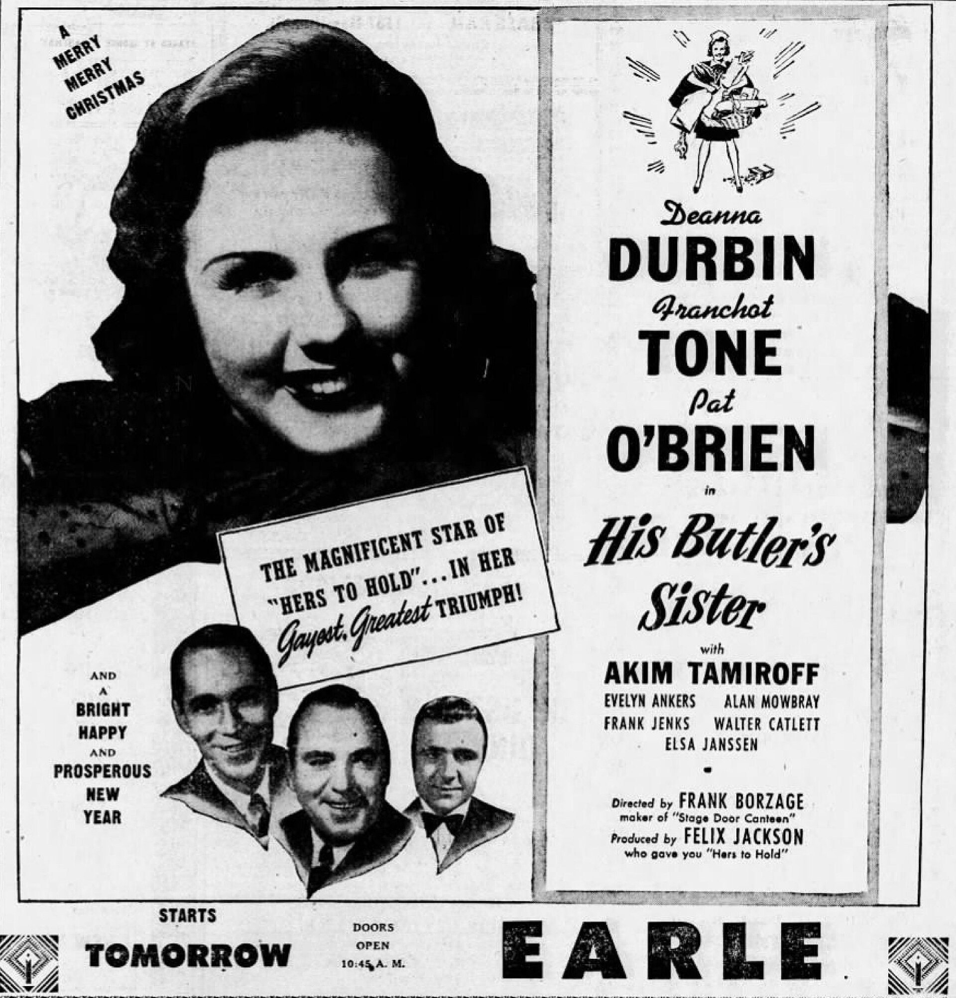 Imagem de referência de His Butler's Sister, descrito nos dados abertos como filme de 1943 dirigido por Frank Borzage