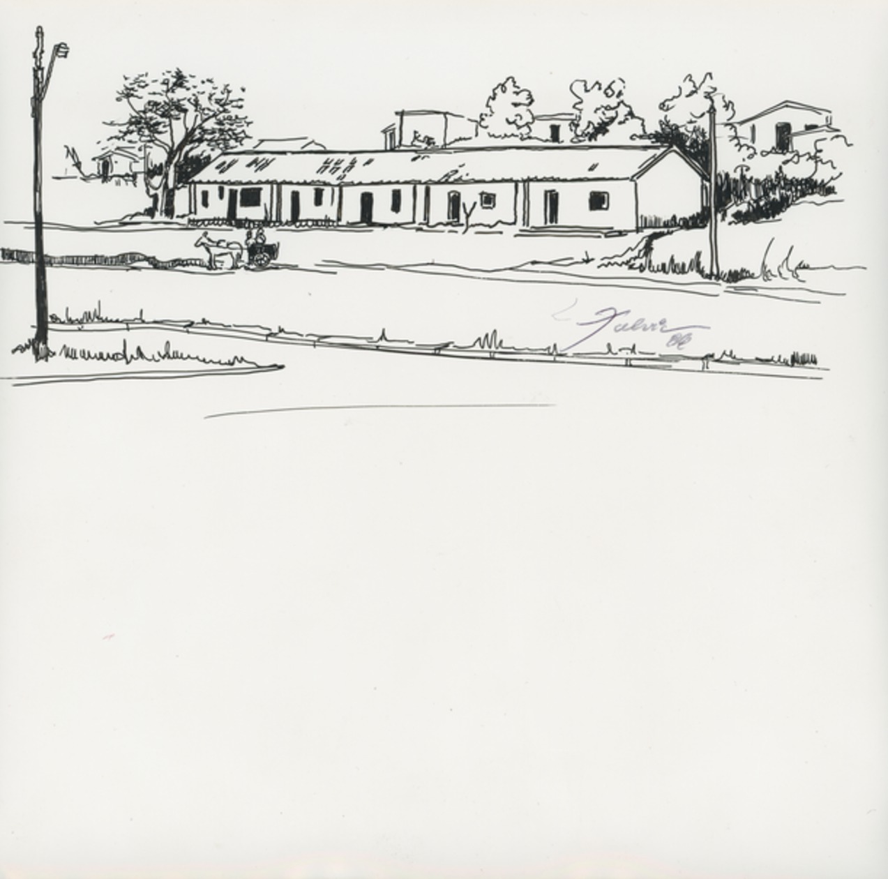 Imagem de referência de Últimas casas de colonos das antigas fazendas, descrito nos dados abertos como desenho de Fúlvia Gonçalves (FG 159)