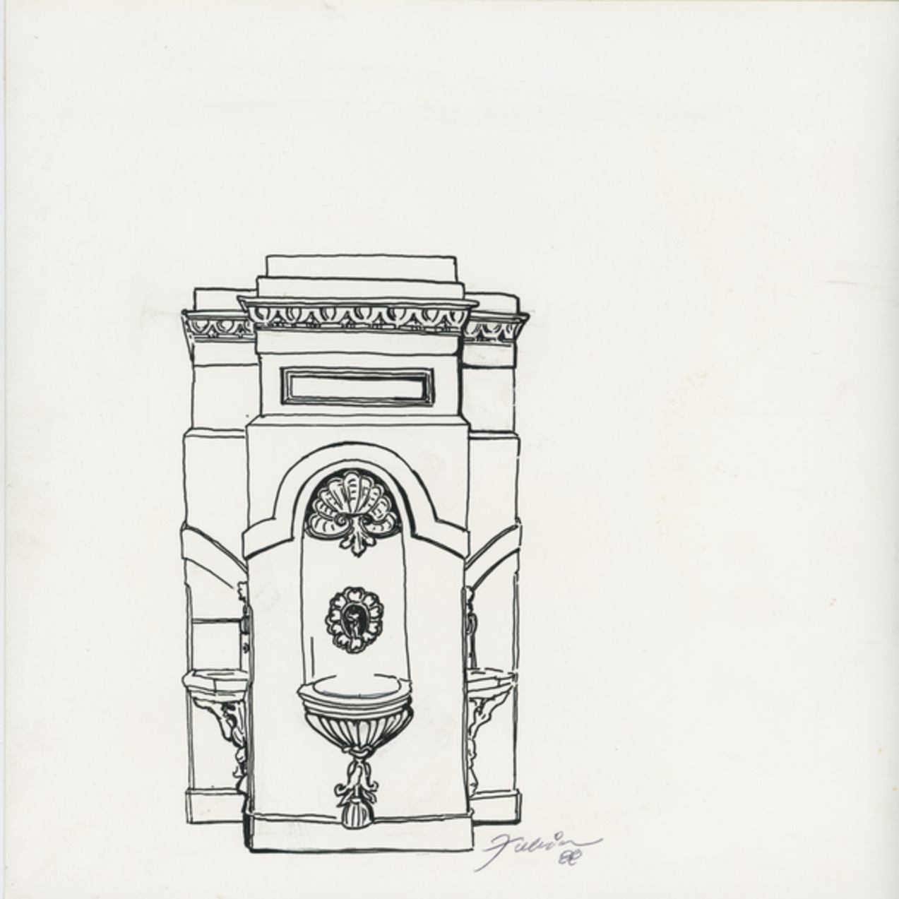Imagem de referência de Bebedouro da Santa Casa, descrito nos dados abertos como desenho de Fúlvia Gonçalves (FG 62)