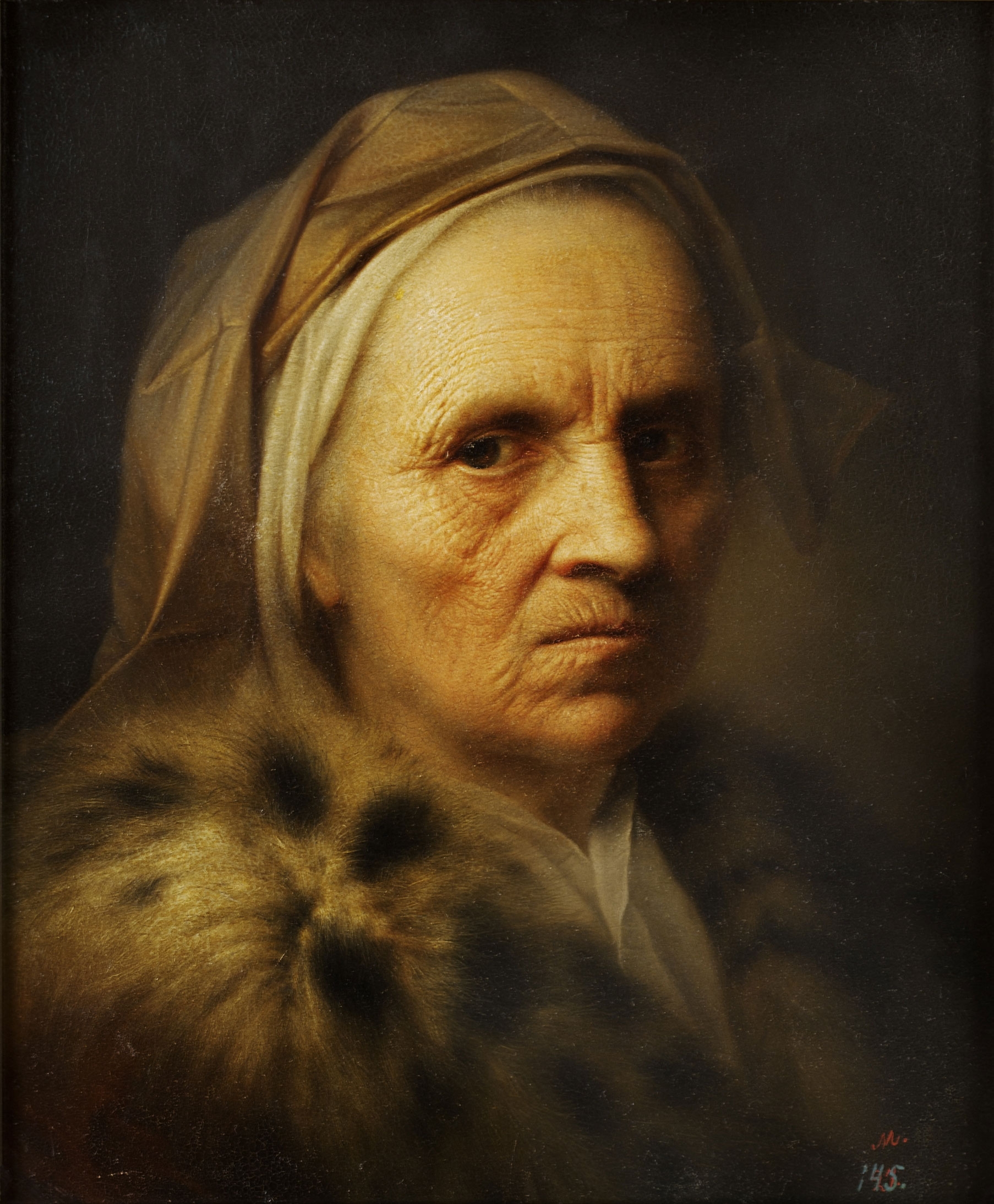 Imagem de referência de Retrato de mulher idosa, descrito nos dados abertos como pintura de Balthasar Denner