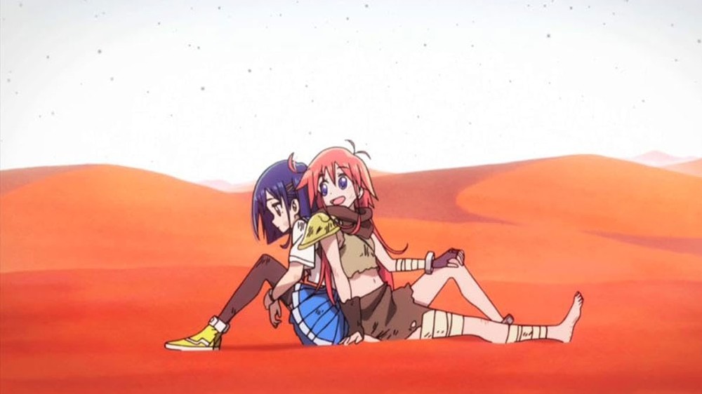 Em Flip Flappers, Cocona e Papika se transformam em garotas mágicas e desenvolvem sentimentos entre si — Foto: Reprodução/IMDb