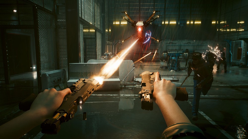 Jogadores agora podem manusear armas de fogo em duas mãos Cyberpunk 2077 — Foto: Reprodução/Xbox Wire