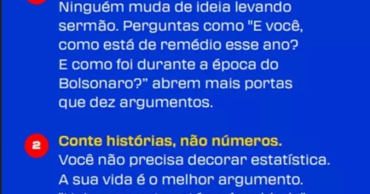 Cartilha do PT ensina como eleitor 70+ pode ajudar Lula no 2º turno: ‘Ouçam mais do que falem’