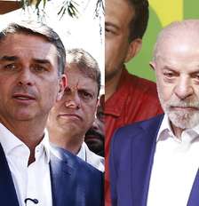 O senador Flávio Bolsonaro (PL) e o presidente Lula (PT) disputam o segundo turno das eleições presidenciais. Foto: Wilton Júnior e Daniel Teixeira/Estadão / Estadão