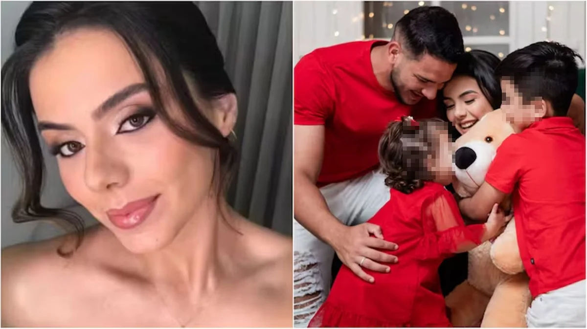 mulher sendo abraçada pelos filhos e marido